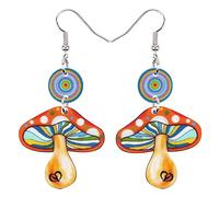 LONYOO Anime Mushroom Pendientes Colgante Joyería Cute Mushroom Pendientes para Mujer Niñas Charms Regalos (Color Café)