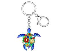 LONYOO Anime Tortuga Marina Llavero Acrílico Pulpo Medusa Cangrejo Ballena Tiburón Océano Llavero Anillos Regalos para Mujere Niña (Tortuga Llavero Multicolor)