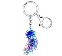 LONYOO Anime Tortuga Marina Llavero Acrílico Pulpo Medusa Cangrejo Ballena Tiburón Océano Llavero Anillos Regalos para Mujere Niña (Medusa Llavero Azul 213)