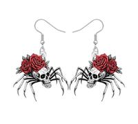 LONYOO Calavera Calabaza Cara Araña Pendientes Acrílico Colgante Sombrero de Bruja Calavera Joyería de Halloween Spooky Regalos para Mujeres Niñas Halloween Disfraces Fiesta Accesorios (Gris)