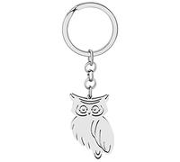 LONYOO Elegante Llavero Buho Pajaro Acero Inoxidable Llavero Buho Regalos para Mujeres Niñas Llaveros para Coche (Plateado)