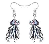 LONYOO Esmalte Océano Animales Tiburon Pendientes Dangle Zinc Aleación Pulpo Medusas Pendientes para Mujere Niña Verano Charms (Medusa Pendientes Negro)