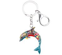 LONYOO Esmalte Océano Delfín Llavero Llavero del Coche del Bolso de Aleación de Zinc Joyería Lindo Delfín Regalos para Mujere Niña (Multicolor 301)