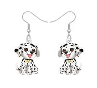 LONYOO Lindo perro dálmata regalos para amantes de los perros mujeres niñas joyas acrílico colgantes mascotas cachorro pendientes colgantes accesorios, M, Acrílico, Sin piedra preciosa