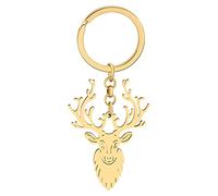 LONYOO Llavero Navidad Alce Llavero Acero Inoxidable Coche Llavero Bolso Ciervo Joyas Regalos para Mujeres Niñas Charms (Dorado)