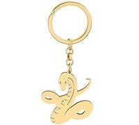 LONYOO Llavero Serpiente Acero Inoxidable Pitón Serpiente Regalos para Mujer Niña Monedero Llavero Coche (Dorado B)
