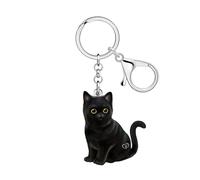 LONYOO Negro Gato Llavero Accesorios Amante del Gato Regalos para Mujeres Niñas Mochila Charms Monedero Charm Cool Stuff for Adolescentes Chicos (Oscuro)