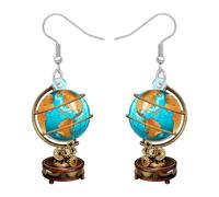 LONYOO Pendientes planos de acrílico con forma de globo terráqueo, pendientes de planeta, joyería de tierra plana, geografía, regalos para maestros para mujeres, niñas, mamá, amantes de los viajes, M