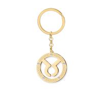 LONYOO Regalos de astrología para mujer, llavero con signo del zodiaco, accesorios de acero inoxidable, constelación dorada, horóscopo, dijes del zodiaco, dorado, M