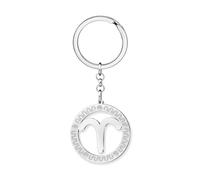 LONYOO Regalos de astrología para mujer, llavero de acero inoxidable con signo del zodíaco, accesorios de constelación, regalos de horóscopo, dijes del zodiaco, plata, M