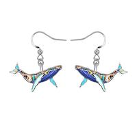 LONYOO Regalos para el Día de la Madre Esmalte Lindo Océano Ballena Pendientes Colgar Aleación de Zinc Ballena Regalos para Mujeres Mamá Niñas Charms (Azul 054)