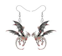 LONYOO Spooky Pendientes Dragón para las mujeres niñas de acrílico de Halloween calabaza sombrero de bruja Cráneo Cosas Fantasía Joyería de Halloween Accesorios Dragón Regalos (Negro)