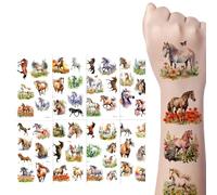 LONZIKP 10 Pegatinas de Tatuajes, Juguete de Tatuajes para niños, Regalos de Caballos para niñas 4 a 12 años, también Ideal como Relleno Calendario adviento, San Nicolás o pequeño Regalo Navidad