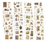 LONZIKP 240 piezas/12 hojas, pegatinas vintage decorativas con diseño floral de plástico para scrapbooking, journaling, bullet journal, collages y más