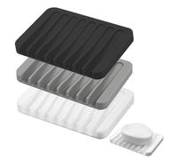 LONZIKP 3 Piezas Jabonera de Silicona con Drenaje, Jabonera de Silicona para Baño y Cocina, Diseño Antideslizante, Jabonera para Ducha