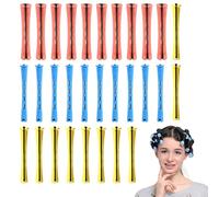LONZIKP 30 Piezas Rulos Permanentes Medianos, Set Completo de Rulos para Ondas, Bigudíes Pequeños con Banda Elástica para Cabello Natural, Herramienta de Estilo para Mujeres