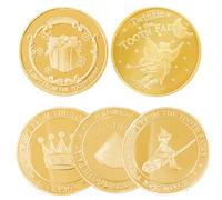 LONZIKP 4 Monedas de Hada de los Dientes, Significativo, Regalos para Niñas, Monedas de Oro para Niños, con Diferentes Motivos en el Anverso y Reverso, Dientes Coloridos, Hadas