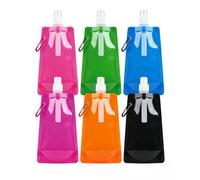 LONZIKP 6 Botellas Plegables para Agua, 6 Modelos Diferentes con Mosquetón, Portátiles y Compactas, Ideales para Trekking y Camping sin Ocupar Espacio