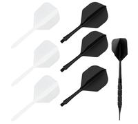 LONZIKP 6 Piezas Fusion Flights Estables Accesorios de Dardos con Ejes Integrados y Alas Fijas Sistema de Eje y Alas de Plástico (Negro+Blanco)