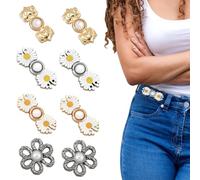 LONZIKP 8 piezas Cincher de cintura, botón ajustable para la cintura sin necesidad de coser, sin costura, botones para vaqueros y extensor pantalon, con diseño de margaritas (Margaritas, Llama)