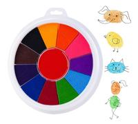 LONZIKP Almohadilla de Tinta para Dedo de Niños 12 Colores Lavable y No Tóxico para Manualidades y Pintura de Tela (12 Colores) (Multicolor)