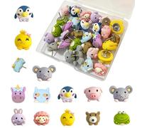 LONZIKP Chinchetas Decorativas de Animales - 20 Pines para Corcho, Tablero de Anuncios y Pared. Lindos diseños, perfectos para Oficina, Escuela y Hogar.