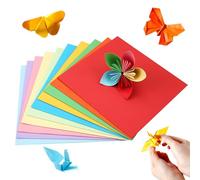 LONZIKP Papel Origami, 100 hojas, Papel plegable cuadrado de doble cara, 70 g/m², Adecuado para manualidades adultos y para niños, Folios de colores para papiroflexia (7x7 cm) (10 colores)