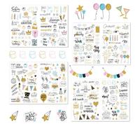 LONZIKP Pegatinas Cumpleaños Scrapbooking, 4 Hojas Autoadhesivas para Álbum de Fotos, Libro de Visitas, Decoración DIY Niños y Adultos.