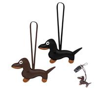 LONZIKP Set 2 llaveros cuero con diseño de perro salchicha, amuleto de la suerte, adorable colgante cachorro, regalo para tus seres queridos, adecuado para hombres, mujeres y niños, de cumpleaños