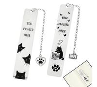 LONZIKP Set de 2 marcapáginas Personalizados de Metal con Cadena y Colgante de Gato, Ideal para Amantes de los Libros, Accesorios de Lectura, Regalo para jóvenes escritores