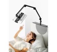 LONZOTH Soporte para tablet con base de espacio de cabecera más ancha y pesada, ángulo de soporte para tableta, brazo ajustable, soporte elástico para iPad Pro Air Mini, Samsung Tab, Kindle, iPhone,