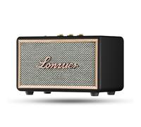 Lonzuer Altavoz Bluetooth TWS inalámbrico portátil de madera retro de 10000 mAh, batería de graves fuertes, con entrada AUX, ranura para tarjeta SD, puerto USB para fiestas al aire libre (negro)
