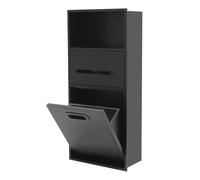 Loobiiny Armario de baño de acero inoxidable, hueco de baño, armario de pared con compartimento de almacenamiento semiabierto, caja de pañuelos y contenedor de basura oculto, 66 x 14 x 30 cm, nicho de