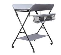 Loobiiny Cambiador plegable para bebé, cambiador portátil multifuncional con cinturón de seguridad y compartimento de almacenamiento, apto para el cambio de pañales y ropa de bebé