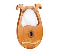 Loobiiny Instrumento de cuerda de caoba maciza, portátil, 16 cuerdas, arpa de lira con notas talladas, cuerdas para recoger (patrón de color madera)