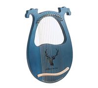 Loobiiny Instrumento de cuerda de caoba maciza portátil de 16 cuerdas, arpa de lira con nota tallada, llaves de afinación, cuerdas para recoger (azul)