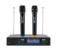 Loobiiny Juego De Micrófonos De Mano para Karaoke UHF con Receptor De Micrófono Inalámbrico Reducción Inteligente De Ruido Adecuado para Presentaciones De Conferencias Karaoke Ktv Familiares