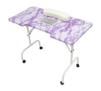 Loobiiny Mesa de manicura con aspiración, mesa de manicura, plegable, con ruedas, 95 x 48 cm, profesional, portátil, 30 kg, para casa, estudio