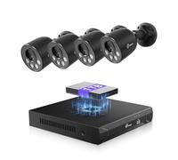 Loocam 4MP Kit Videovigilancia POE, Grabador NVR 8 Canales con Disco Duro 1TB para Grabación 24/7,4 Cámaras IP Cableadas 4MP, Detección de Personas/Vehículos, Audio unidireccional, Visión nocturna 30m