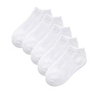 Looching Paquete de 5 calcetines de malla fina de algodón para bebés, niñas y niños, calcetines de tobillo invisibles para niños pequeños, 1-8T, blanco (Mesh White), 9- 12 años