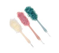 Loofah Back Scrubber for Shower,Long Handle Bath Body Brush Soft Nylon Mesh Loofah Sponge On a Stick (3Pack-Three color)