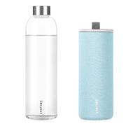 LOOFORE Botella de Cristal de 1 litro, 1L Botella de Vidrio de Borosilicato con Cubierta Protectora para Bebidas Frías y Calientes, Agua Reutilizable para Oficina, Deporte, Camping, Niños y Adultos