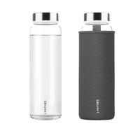 LOOFORE Botella de Cristal de 1 litro, 1L Botella de Vidrio de Borosilicato con Cubierta Protectora para Bebidas Frías y Calientes, Agua Reutilizable para Oficina, Deporte, Camping, Niños y Adultos