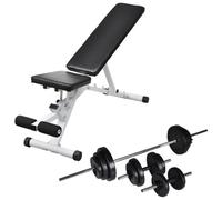 LoogCape Banco de pesas con mancuernas y mancuernas, juego de 30,5 kg, multifuncional, para gimnasio Homegym, entrenamiento de fuerza, musculación muscular, ejercicios de espalda