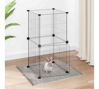 LoogCape Jaula para mascotas con puerta negra 35 x 35 cm de acero, extensible, plegable, interior y exterior, con puerta, para hámster, cobaya, conejo, roedor, hurón, degu, ratón, rata