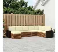 LoogCape Juego de sofás de exterior con cojines, 8 unidades, color crema natural, resistente a la intemperie, diseño moderno, muebles de jardín para terraza, balcón, comedor, salón, comodidad y