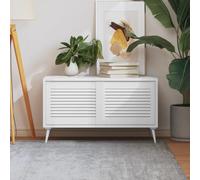 LoogCape Puertas de armario con diseño de láminas de madera de pino maciza, 2 unidades, color blanco, 39,5 x 49,4 cm, para renovación de muebles, reemplazo, bricolaje, cocina, baño, dormitorio