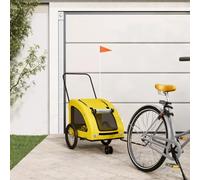 LoogCape Remolque de bicicleta de color amarillo Oxford y hierro para perros y gatos, plegable, con techo de PVC, 45 kg, para transporte al aire libre, con reflectores y bandera