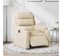 LoogCape Sillón de relax eléctrico color crema con funda de tela, asiento acolchado, reposabrazos y bolsillo lateral, respaldo ajustable hasta 135 grados para sillones de salón, sillón de lectura y