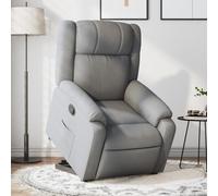 LoogCape Sillón de relax eléctrico con ayuda para levantarse, tejido gris claro, ajustable y ahorra espacio, con reposabrazos, respaldo de madera y metal, estructura para salón, oficina, esquina de